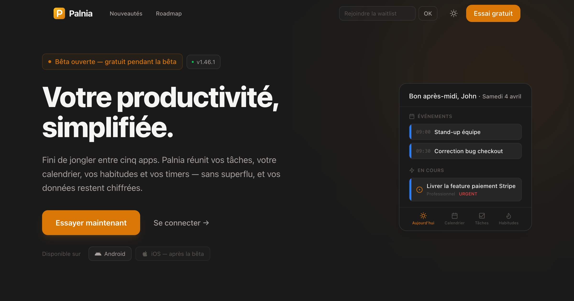 Palnia — App de productivité tout-en-un